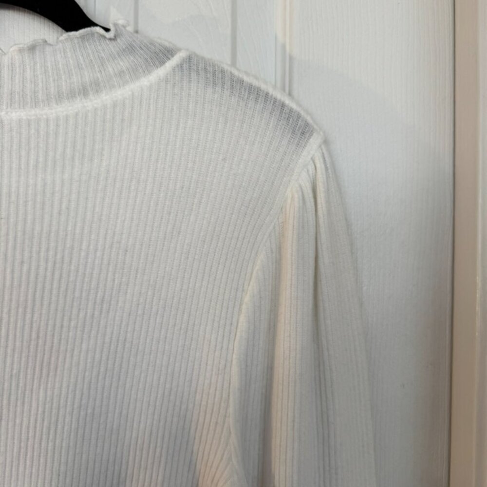 NWOT, Free People Love Struck Turtleneck Ribbed Blouse, White, Size XL - Picture 13 of 16